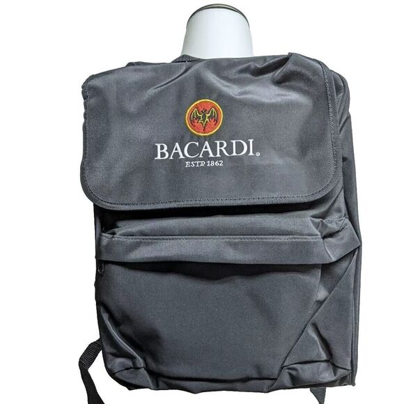 Bacardi Rum Black Backpack Advertisement Liquor Bottle Carrier With Dividers - Picture 1 of 10